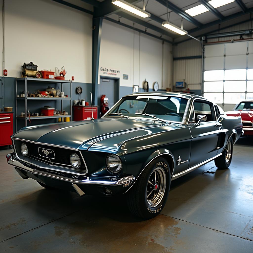 Classic car undergoing restoration in a Maricopa auto shop