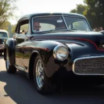 Classic car adorned with elegant pinstripes