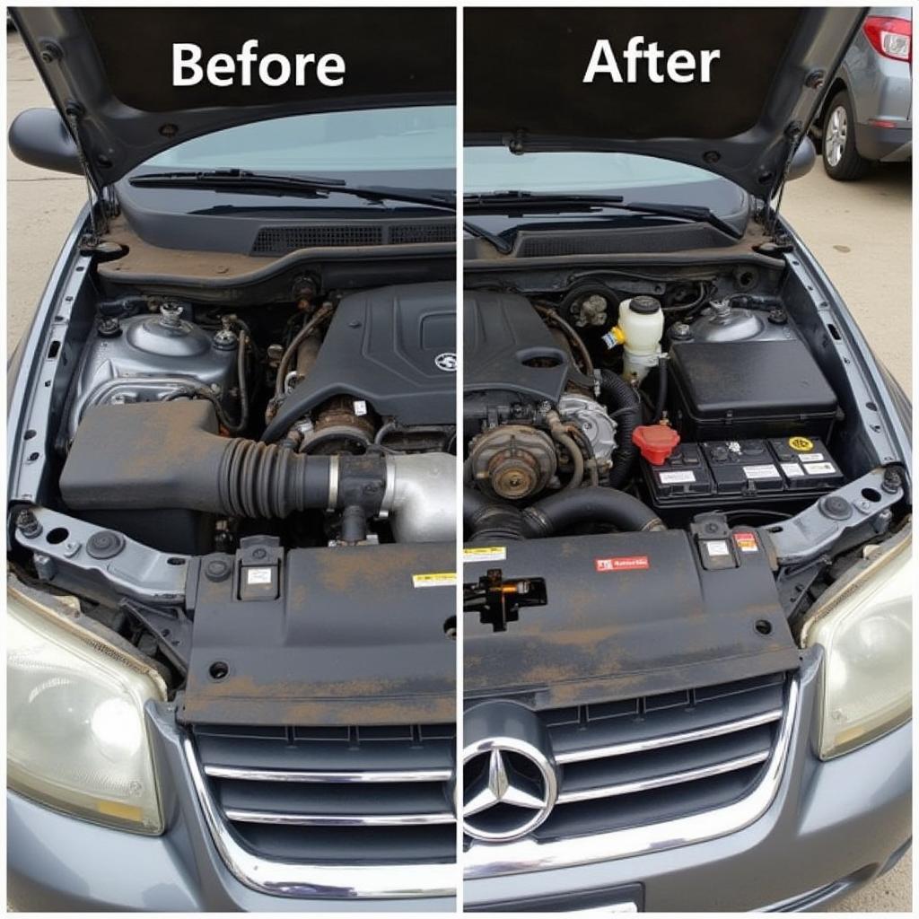 Sparkling clean engine bay after professional steam cleaning