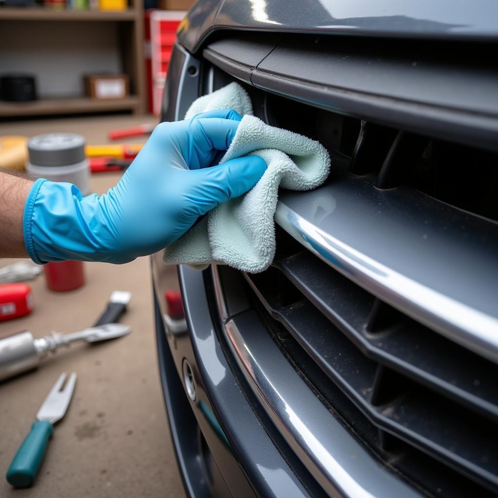 Cleaning Car Bumper Before Repair