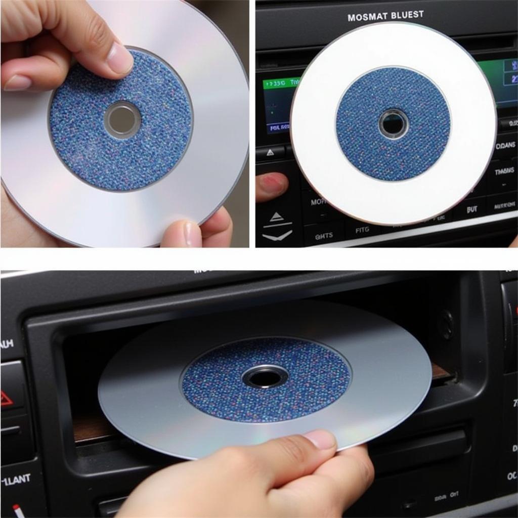 Cleaning a car stereo CD lens with a specialized cleaning disc