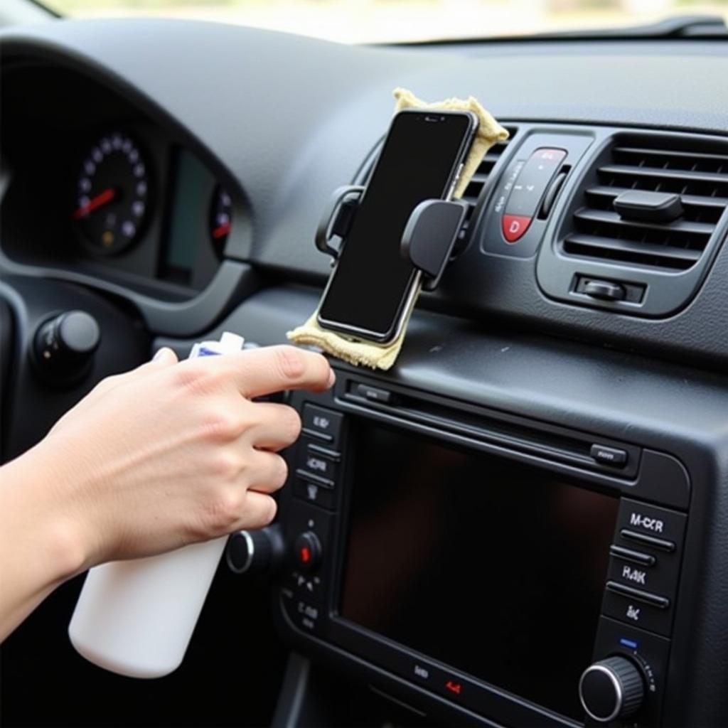 Removing sticky residue from car dashboard after mobile holder removal