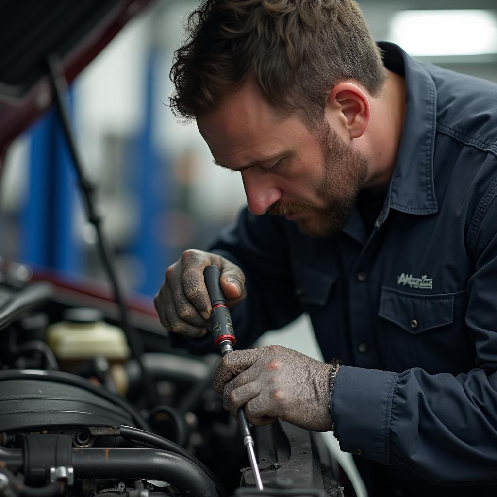 Mechanic repairing car engine in Cleveland