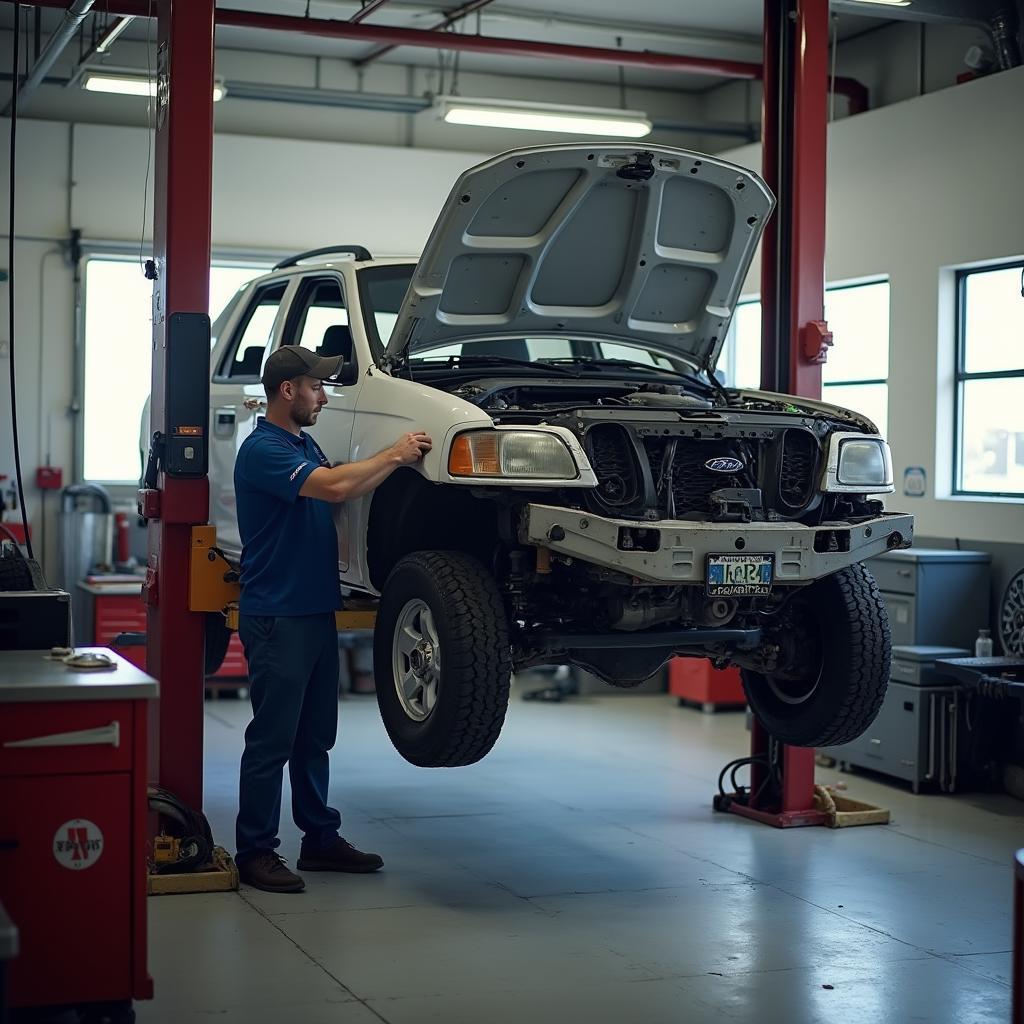 Car getting an auto transmission service in Clyde