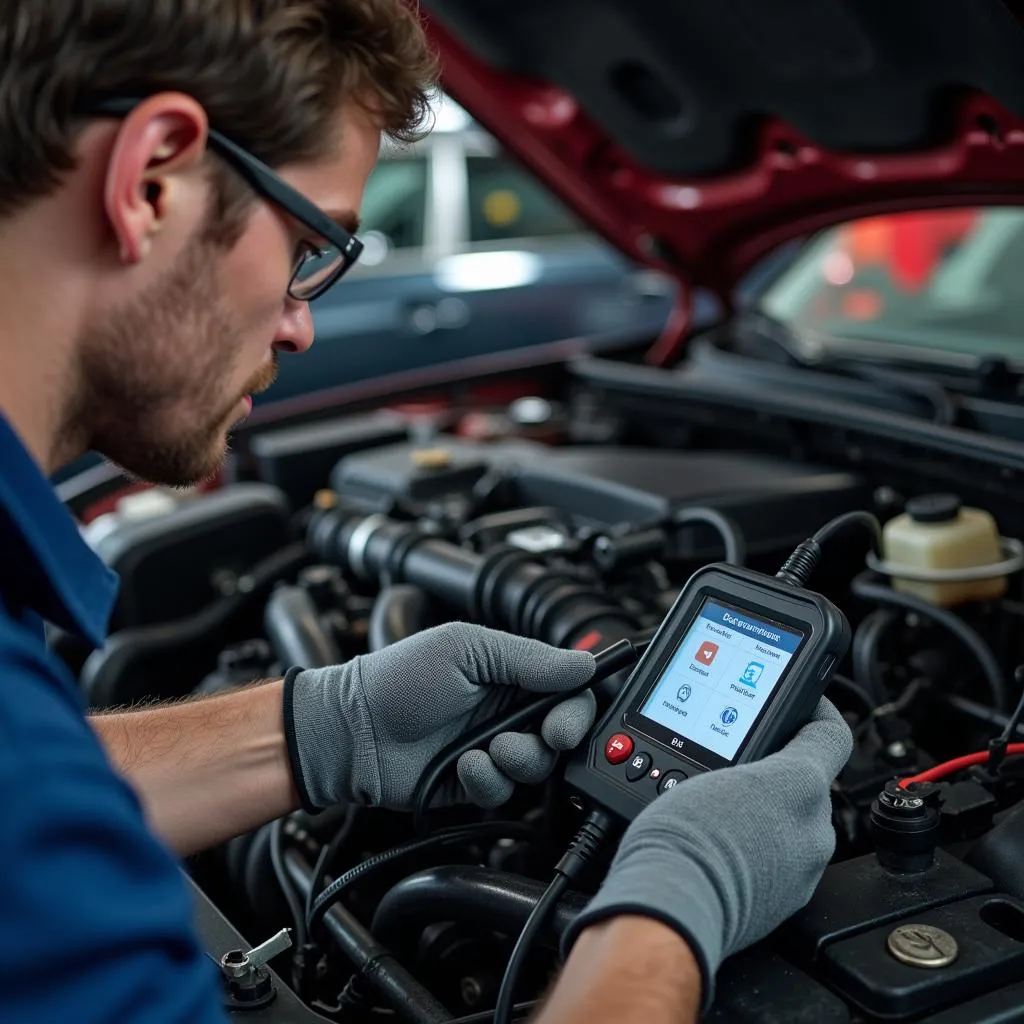 Experienced mechanic inspecting a car engine in Colorado Springs