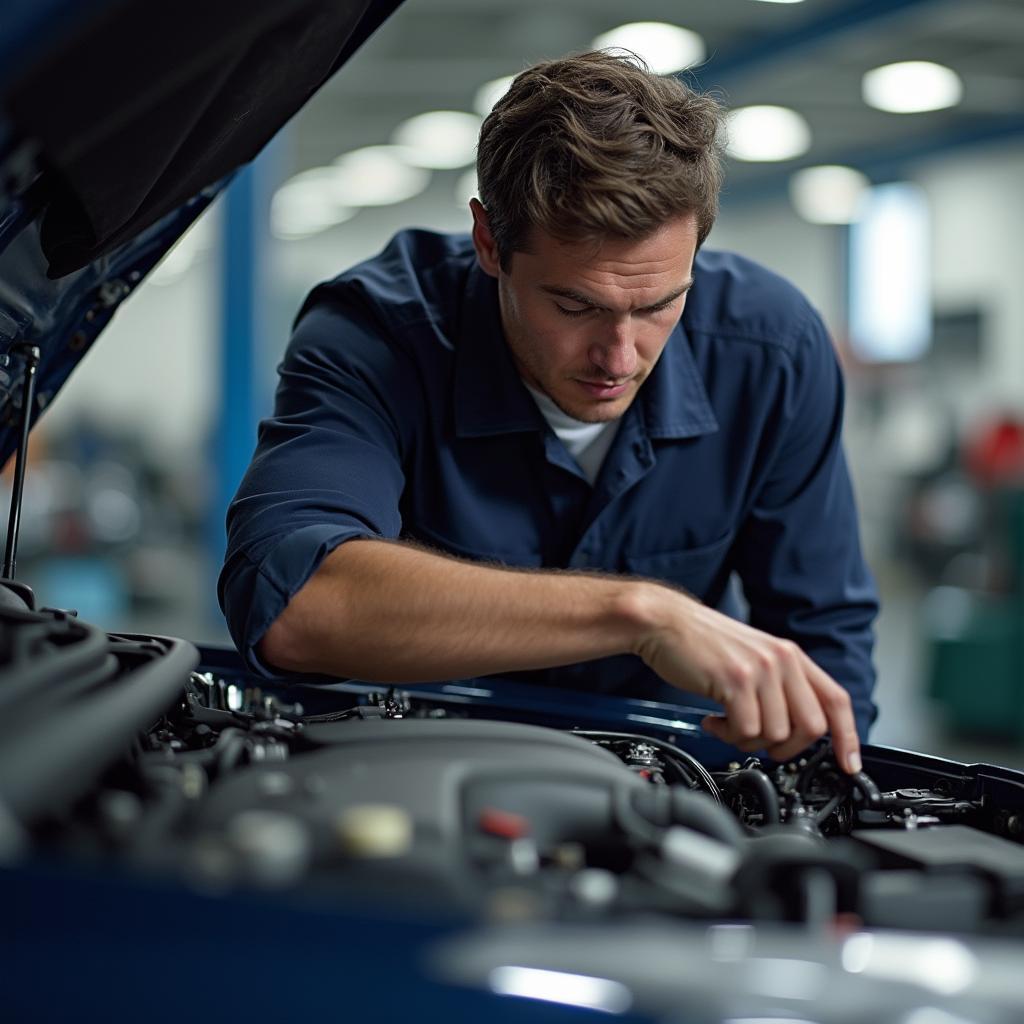 Mechanic Performing Routine Car Maintenance