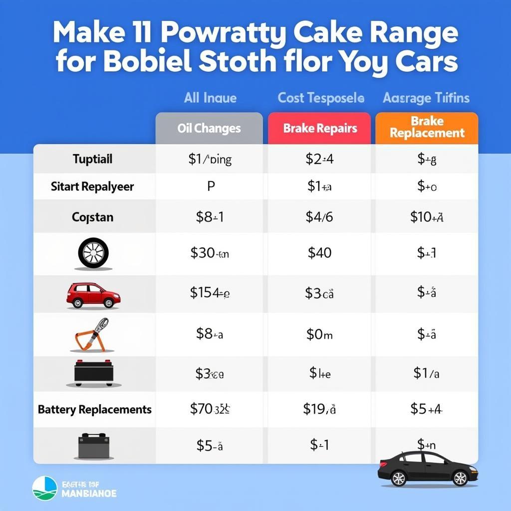 Common Car Repair Cost Breakdown Chart