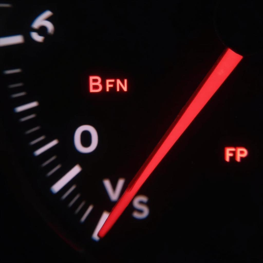  Car dashboard lit up with warning lights