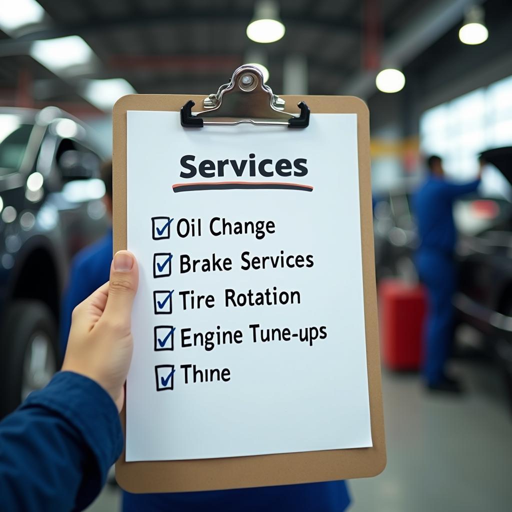 Checklist of essential auto services offered at an Asia auto service centre 