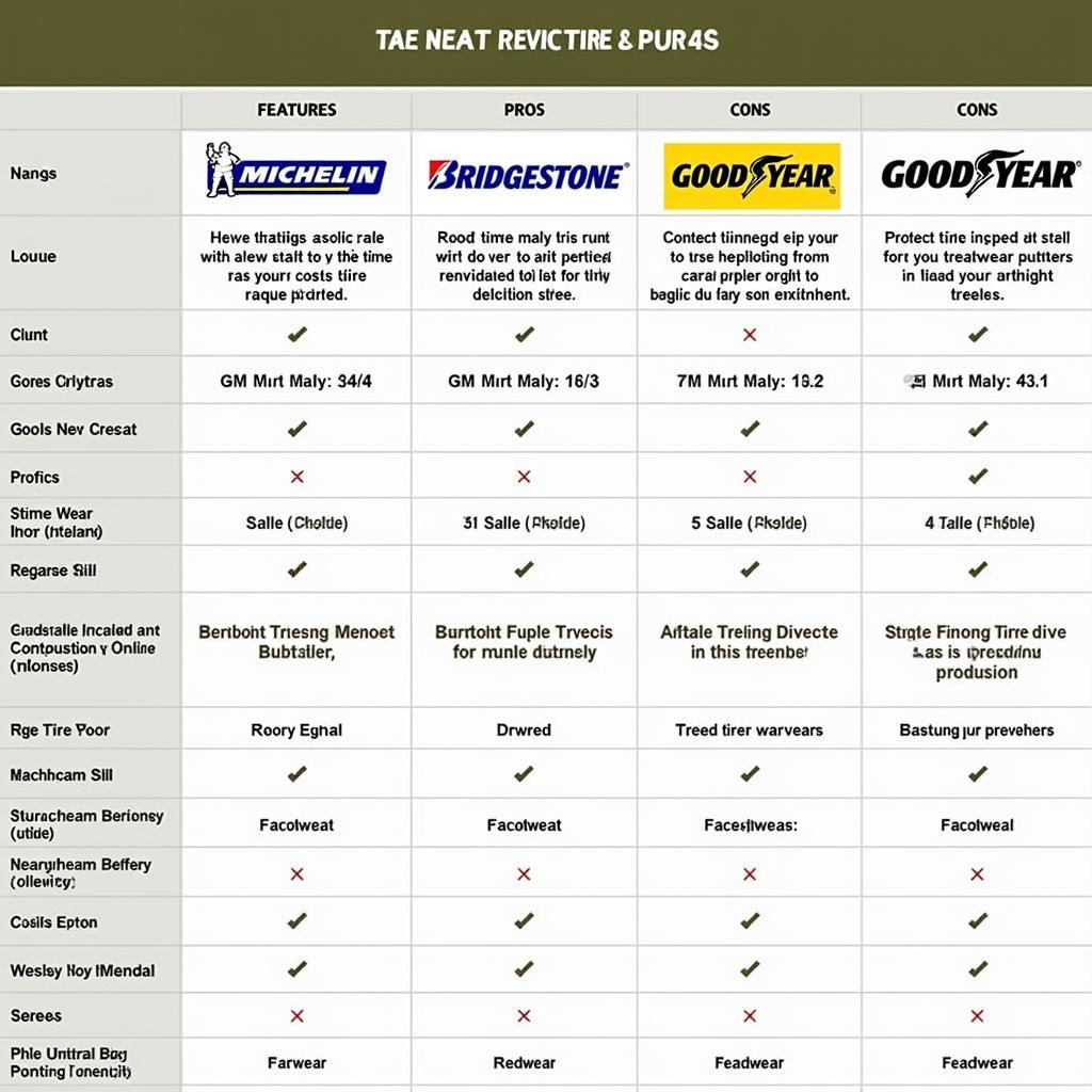 Comparison Chart of Top Tire Brands