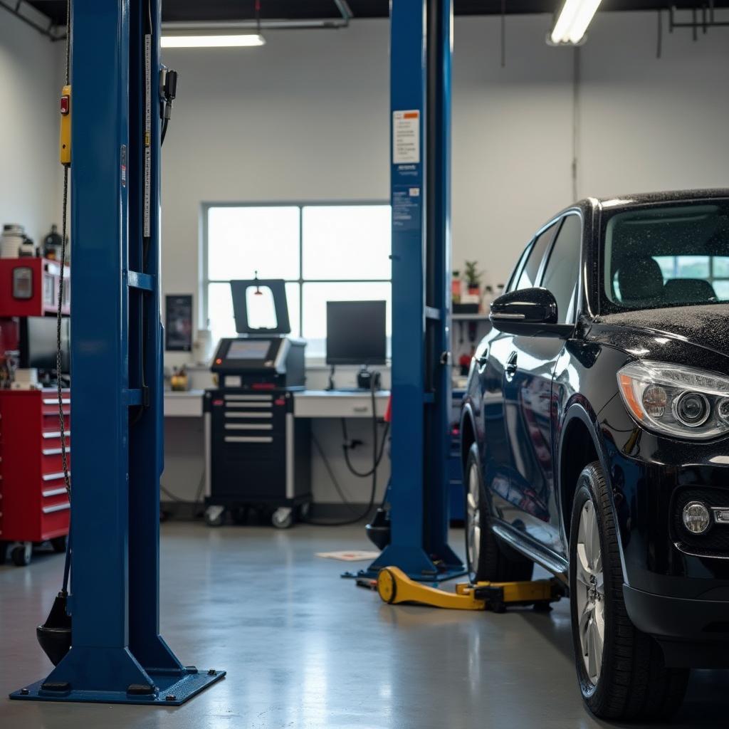 A modern and well-equipped auto service shop