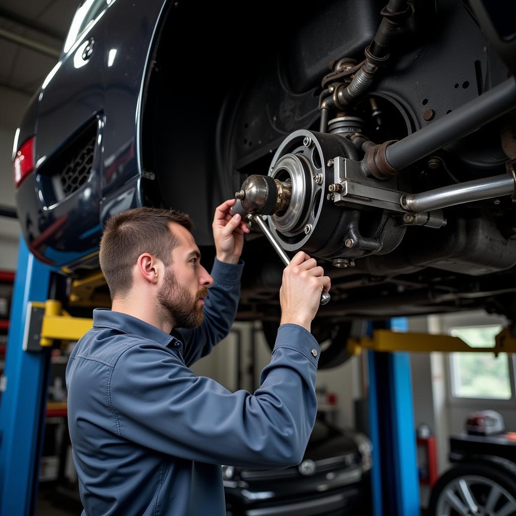 Mechanic Performing a Complex R&R Procedure