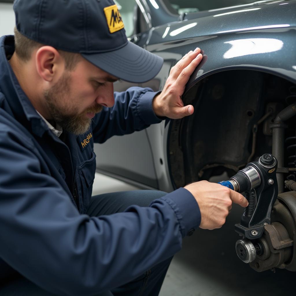 M&B Auto Service Technician Performing a Vehicle Inspection