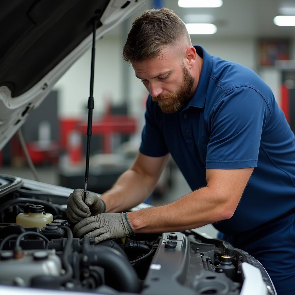 Experienced mechanic working on a car in Council Bluffs