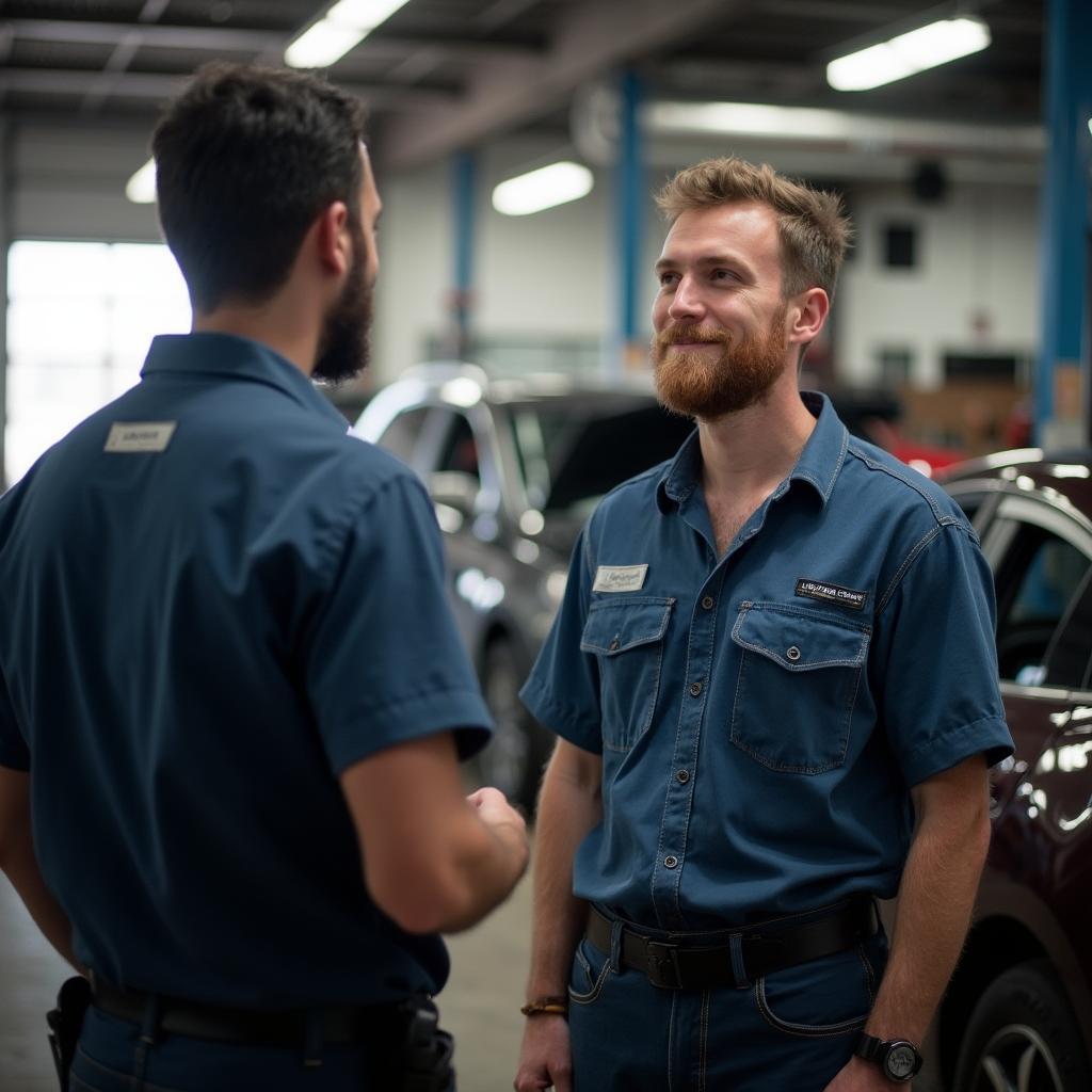 Customer Asking Questions at Houston Auto Shop