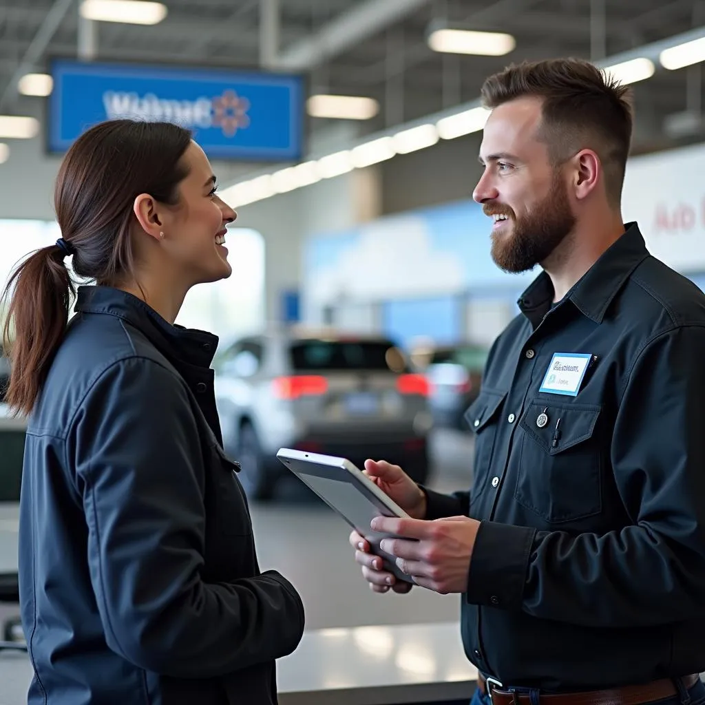 Customer at Walmart Auto Care Center Counter