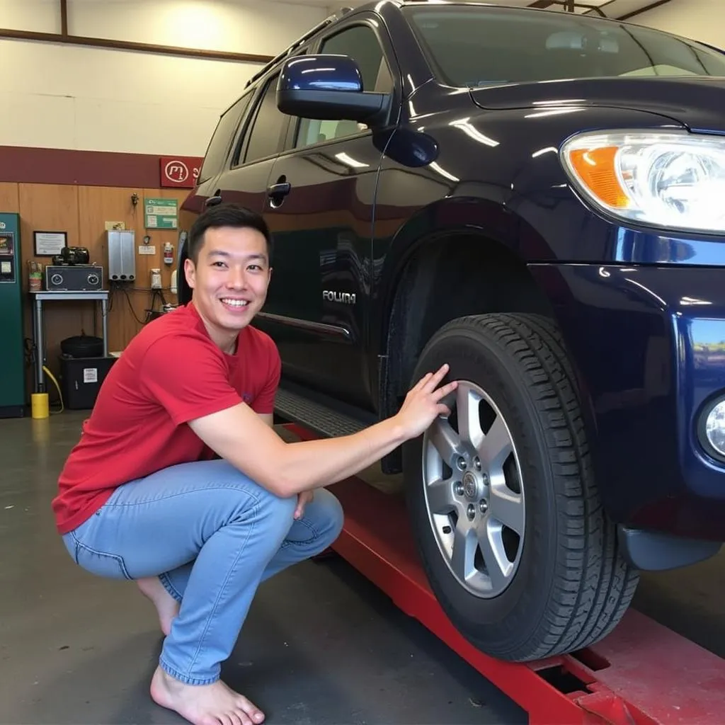 Customer Changing Car Oil