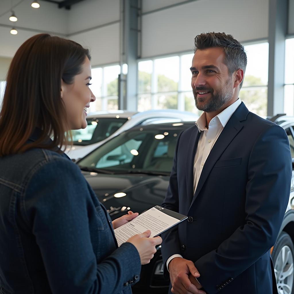 Customer Discussing Cadillac Service with Advisor