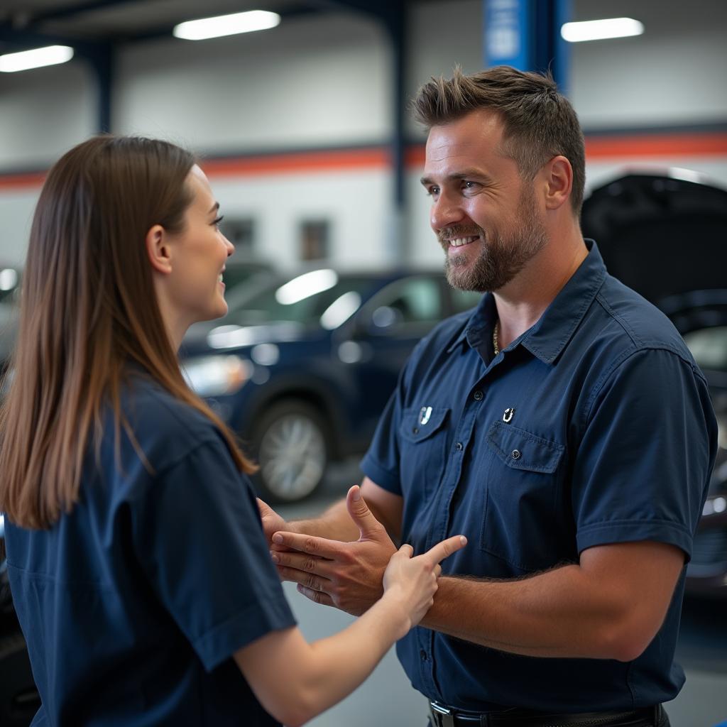 Customer Discussing Car Repair in Covina