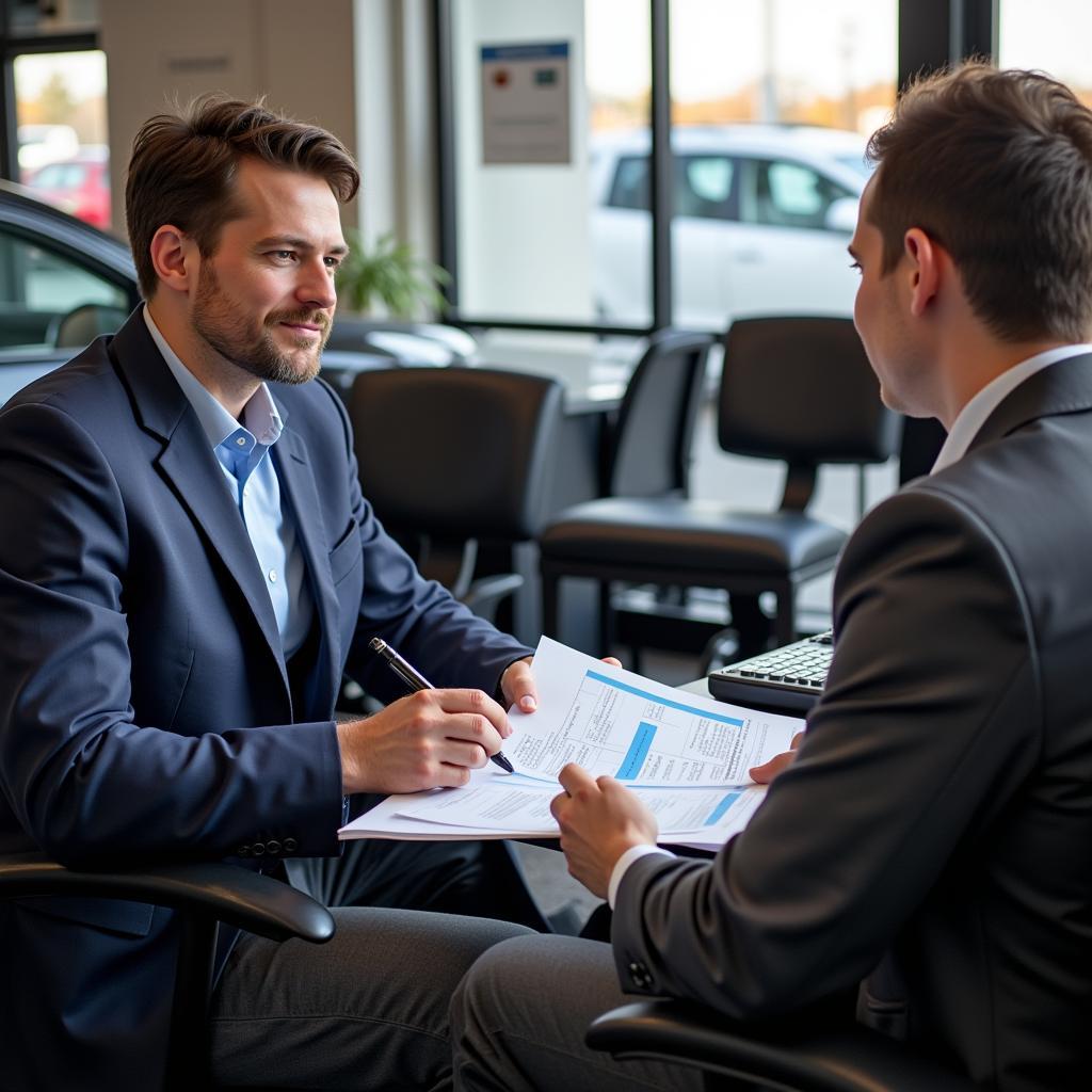 Customer Discussing Car Repair with Advisor