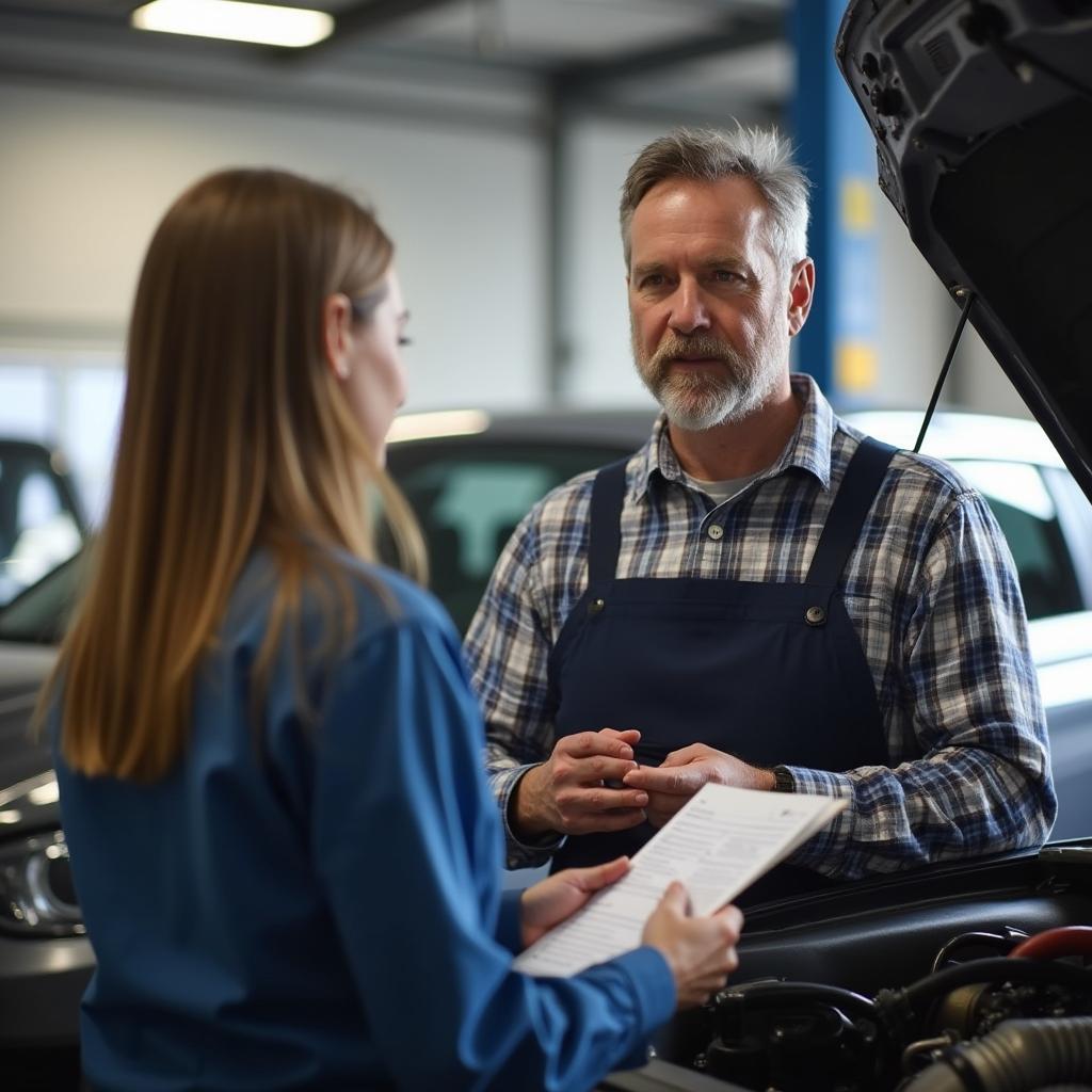 Customer Discussing Car Repairs in Berlin CT