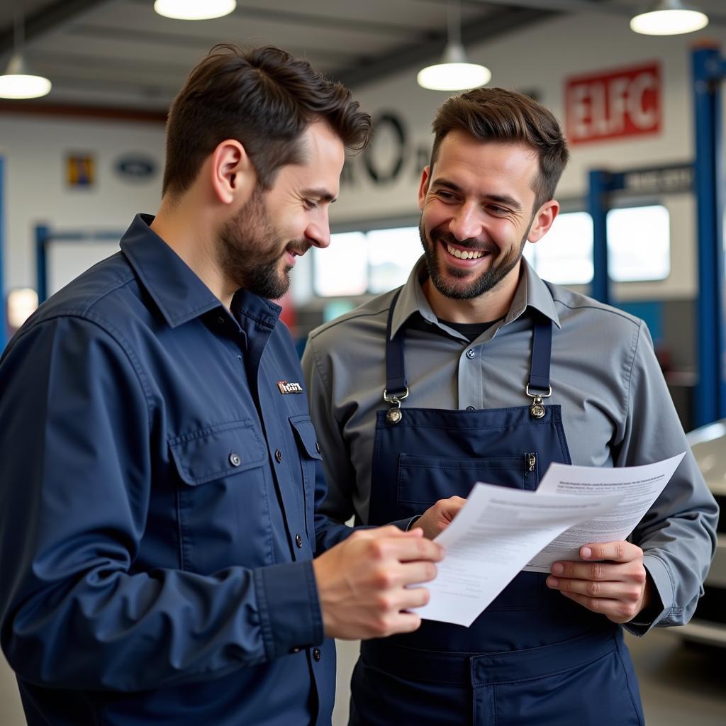 Customer and Mechanic Discussing Repairs