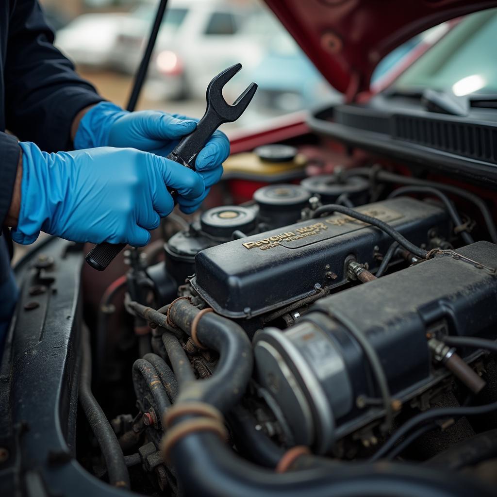 Inspecting a Used Car Engine