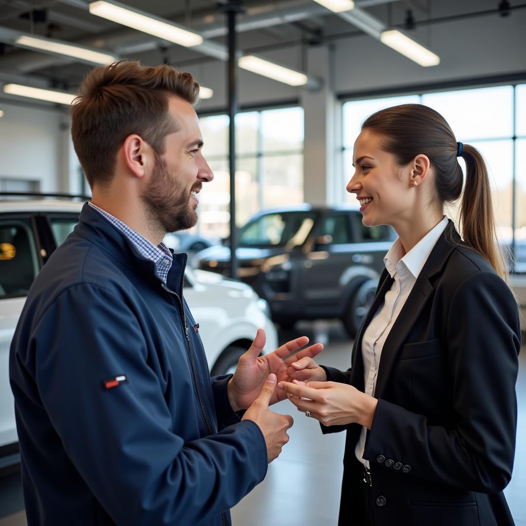 Customer Interacting with Service Advisor