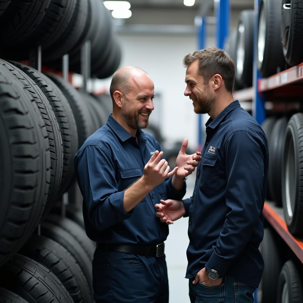 Positive Customer Interaction at Tire Service Center