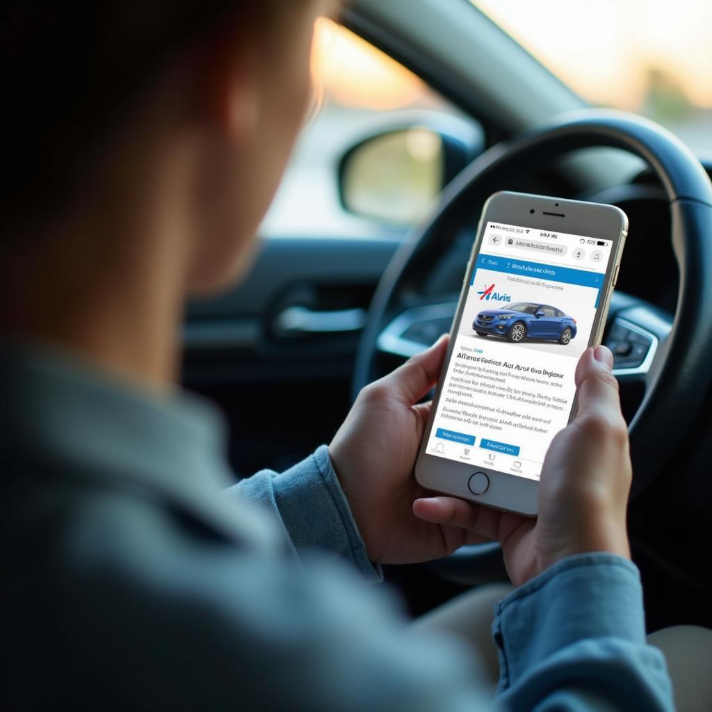 Customer using Alliance Service Auto Avis on their phone
