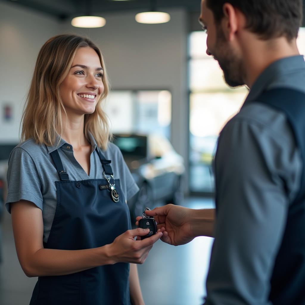 Customer Receiving Car Key