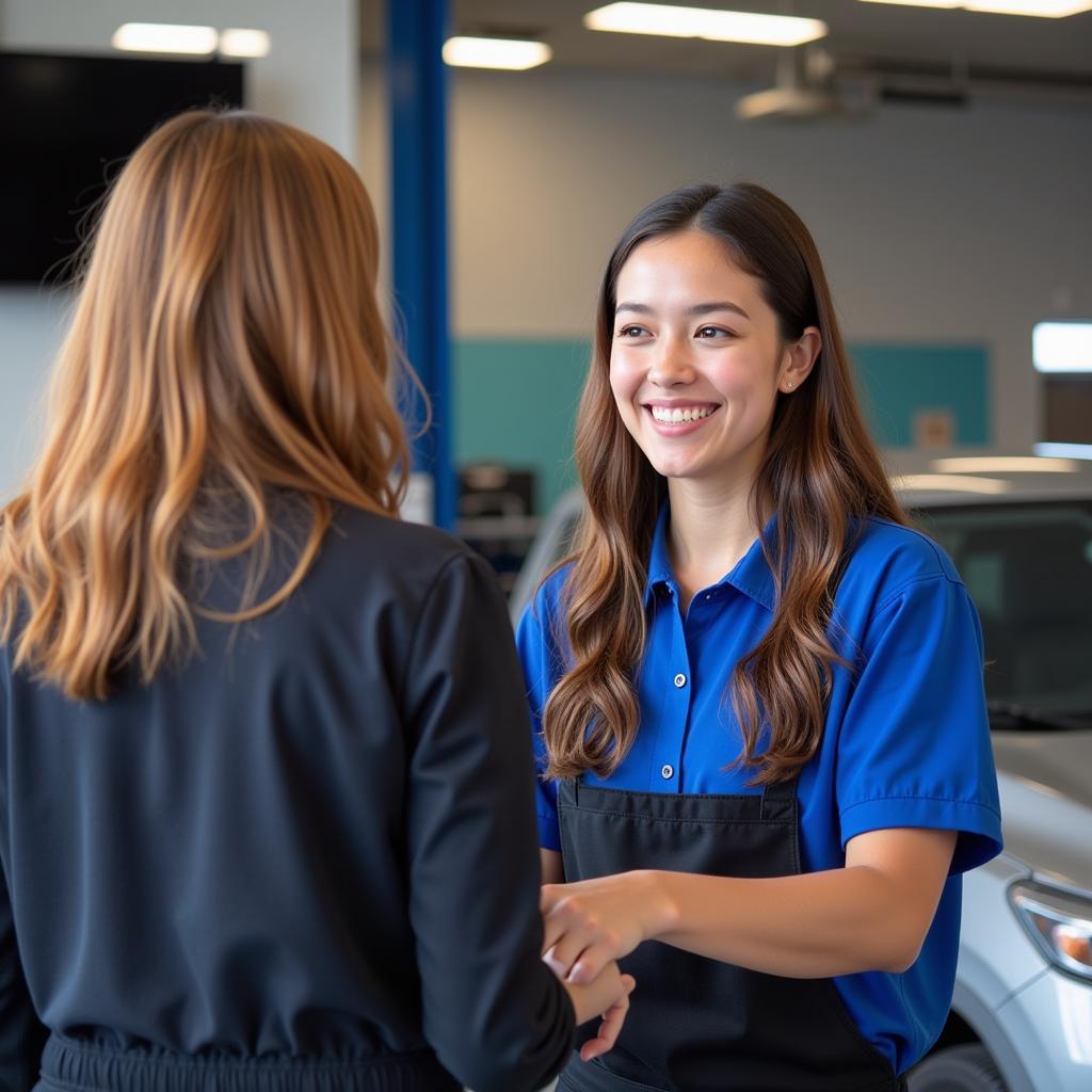 Customer service interaction at Andy's Auto Service