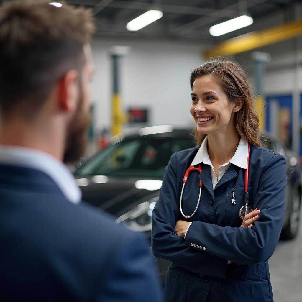 Customer service at an auto repair shop