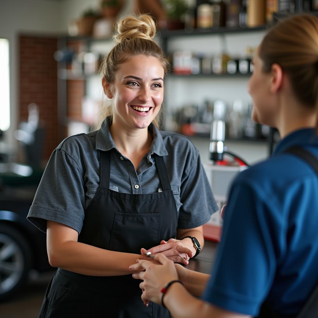 Friendly customer service representative at an auto repair shop in Vermont Bar