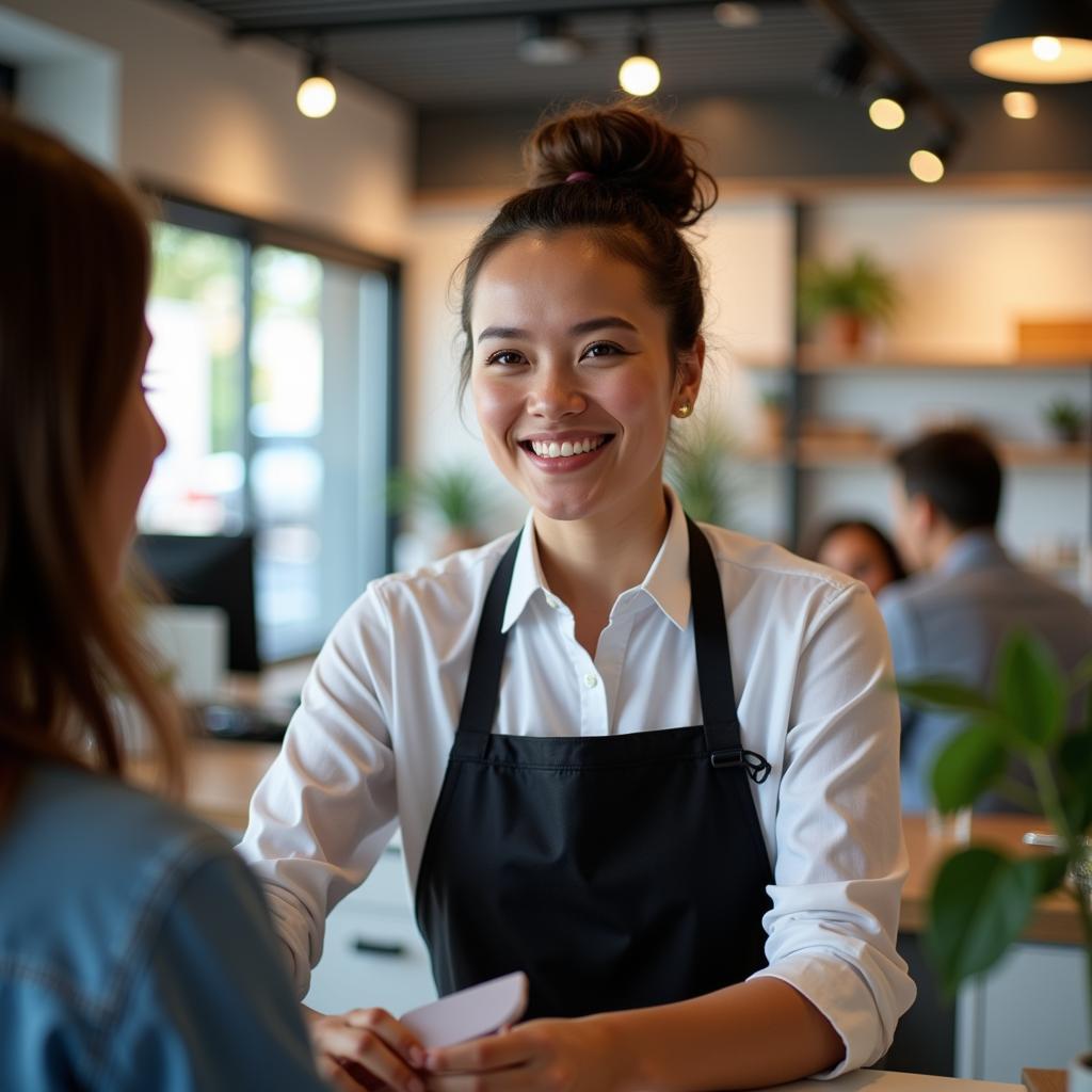 Friendly customer service representative at auto service center