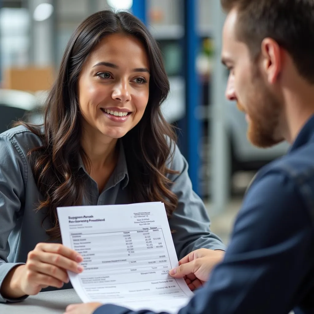 Customer Service Representative Discussing an Estimate with a Customer