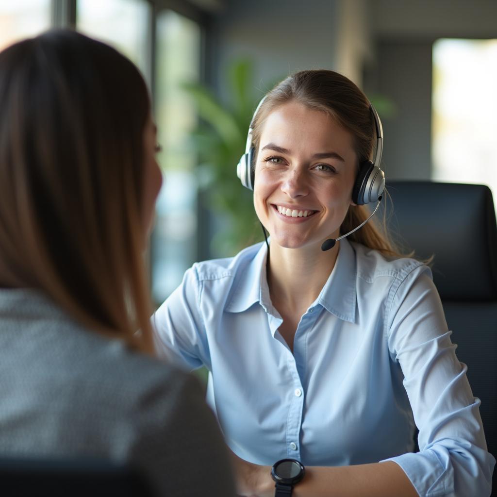 Customer Support Representative Helping a Customer