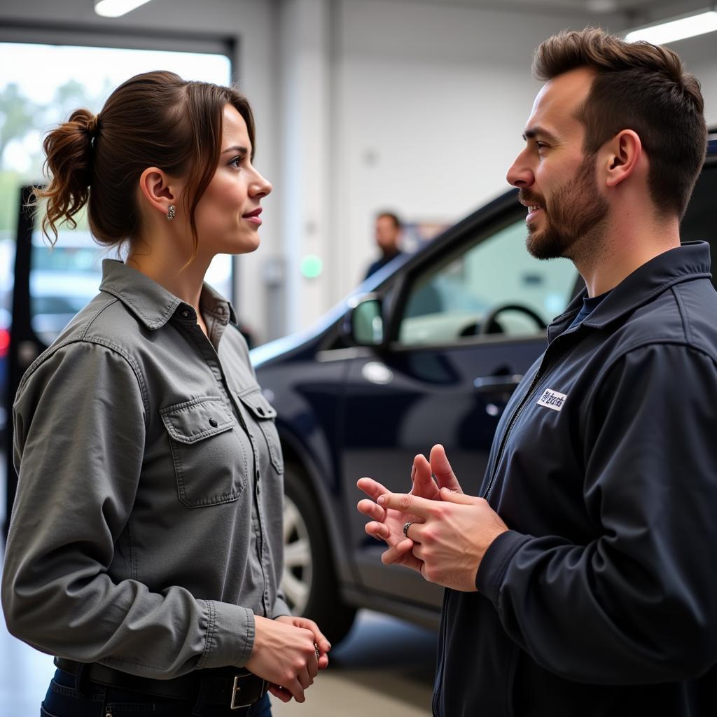 Customer Discussing Repairs with Technician