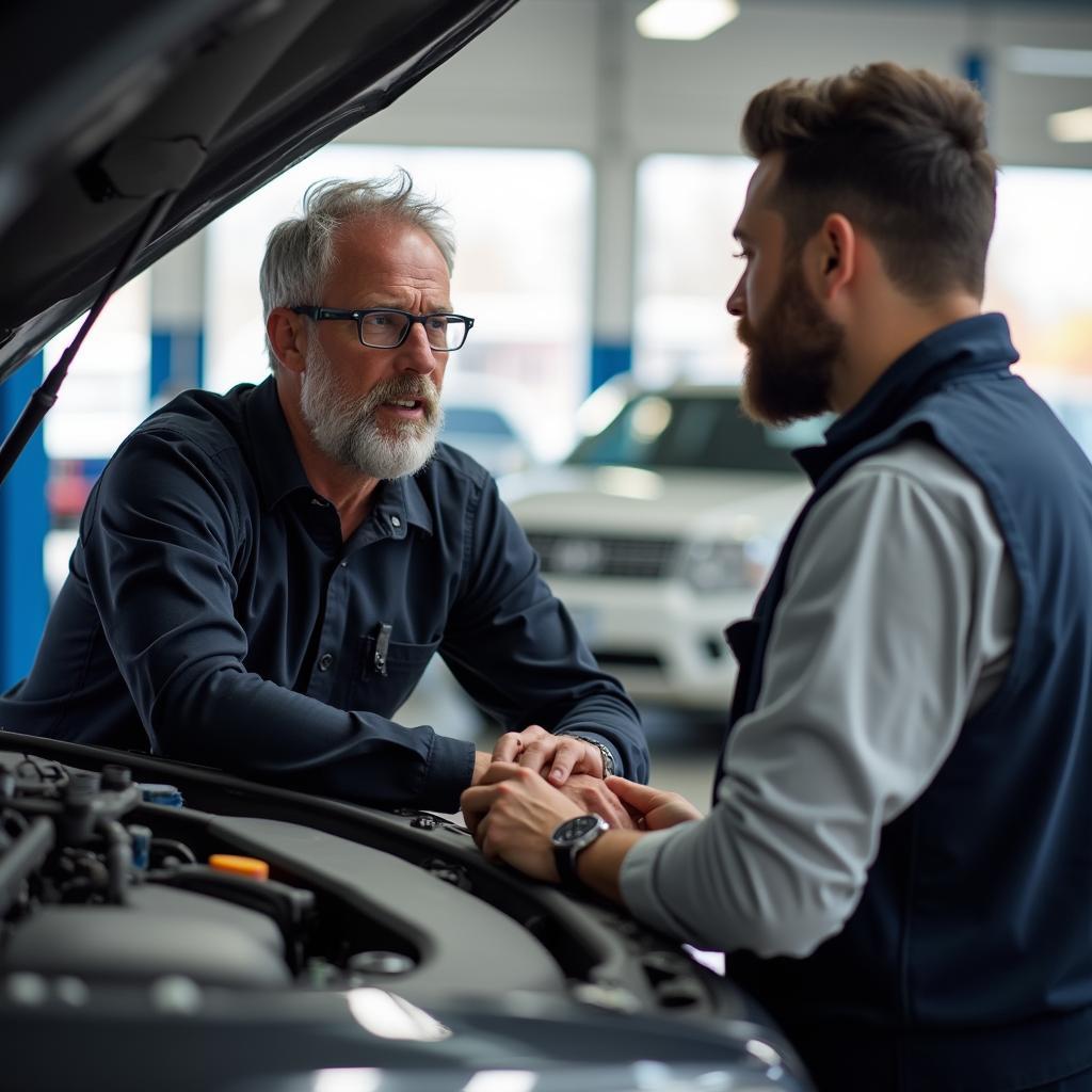 Customer Talking to Kingston Service Advisor