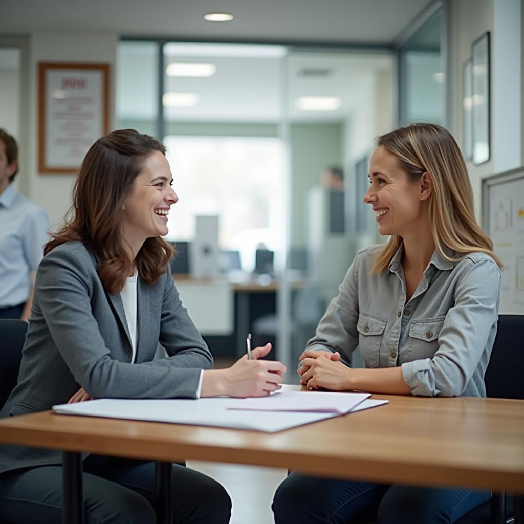 Customer discussing auto loan options with a loan officer.