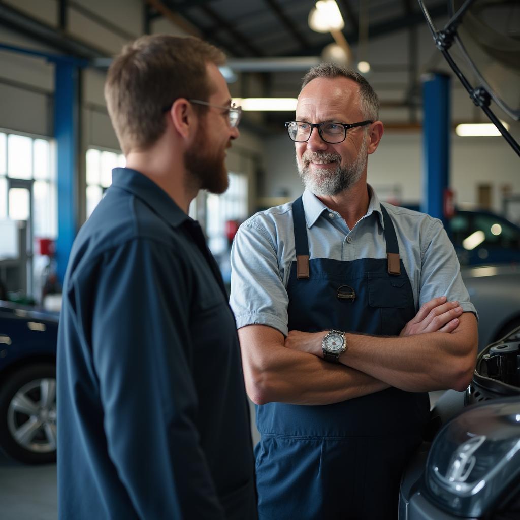 Customer Consulting with a Mechanic in Cleveland