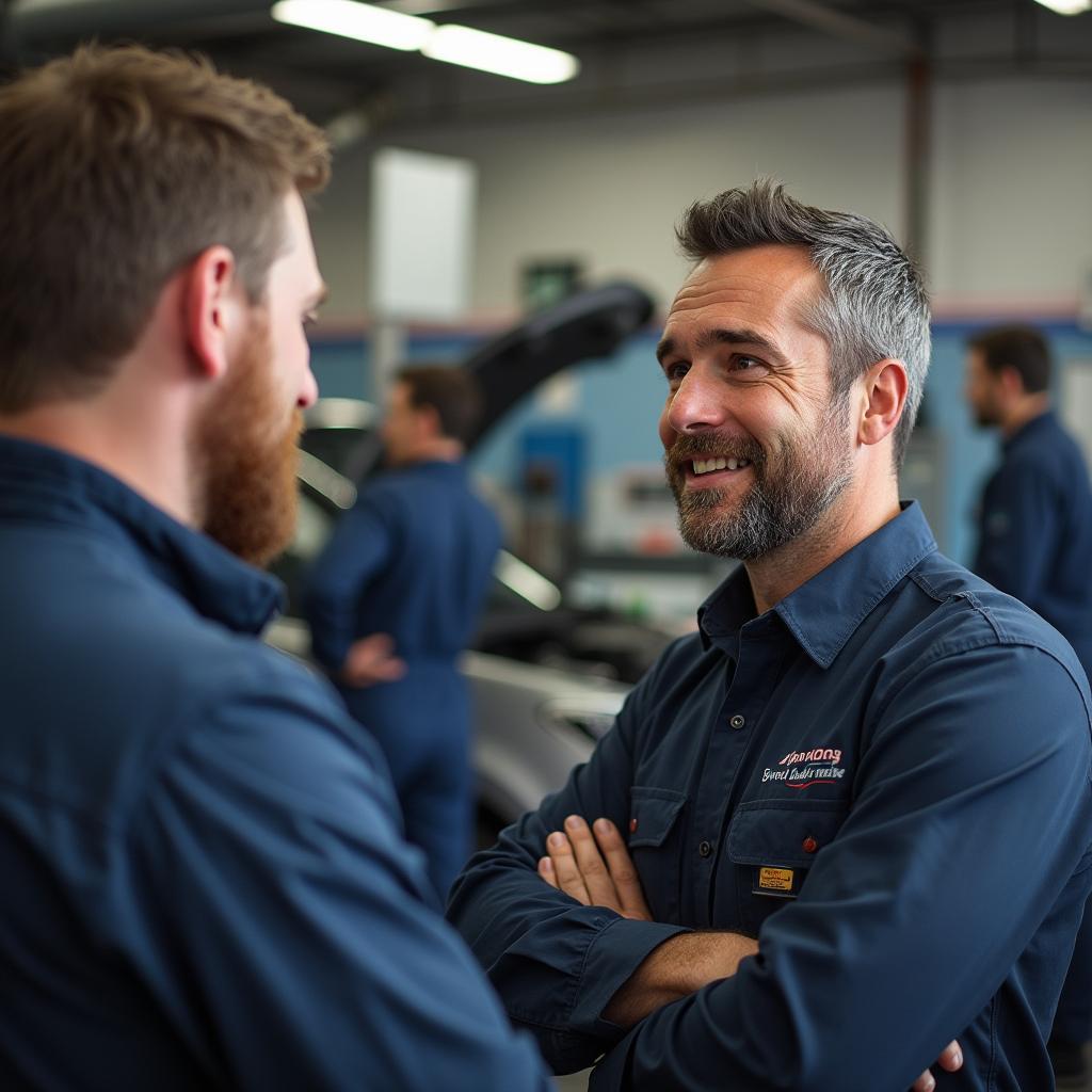 Customer Talking to Mechanic in Brandon FL