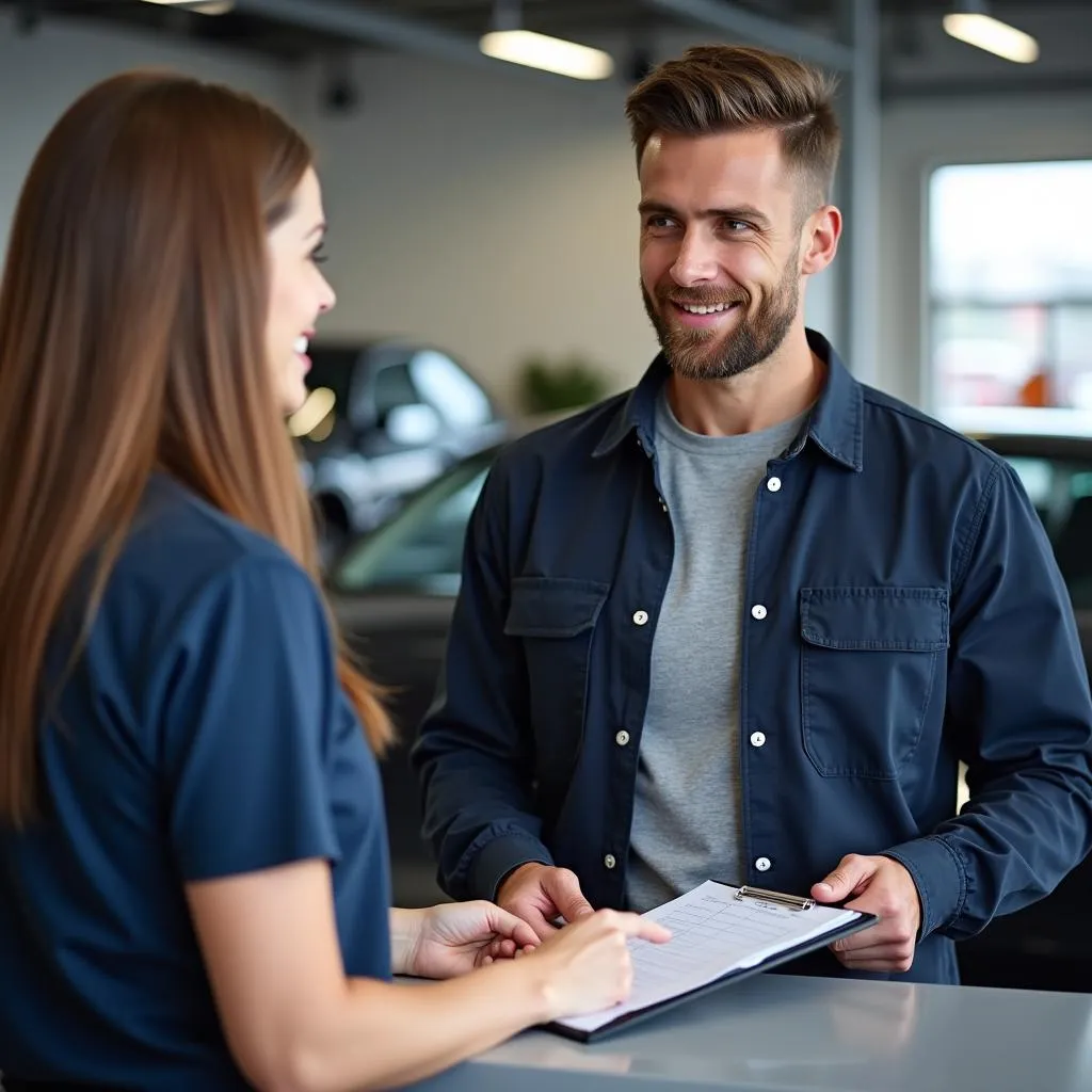 Customer Talking to Service Advisor