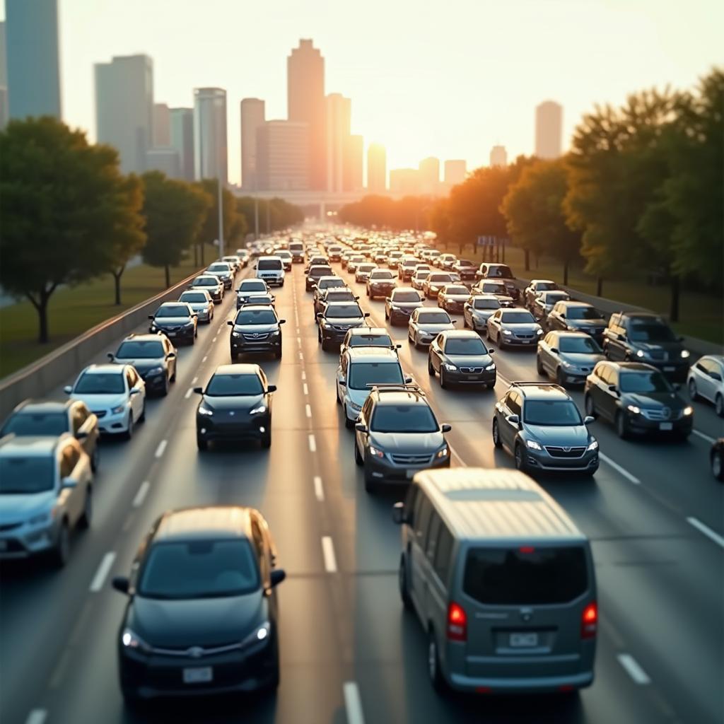 Dallas traffic with a focus on a car's AC vent