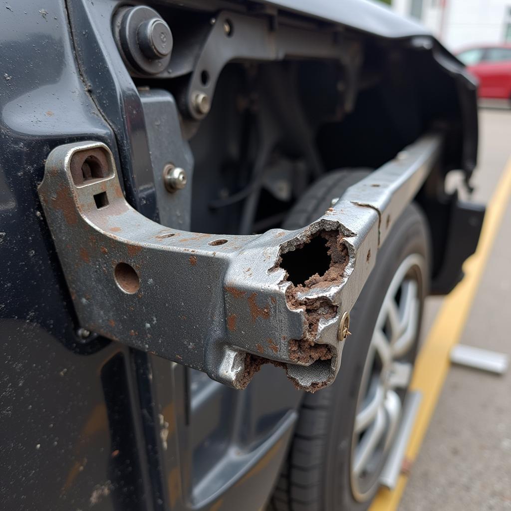 Damaged Car Frame After Accident in Columbus