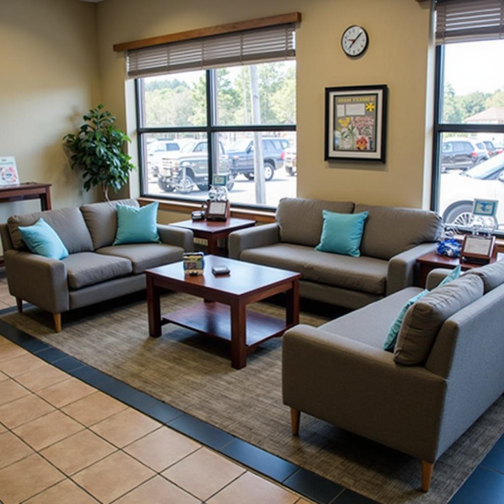 Clean and comfortable waiting area at a Danville auto service center.