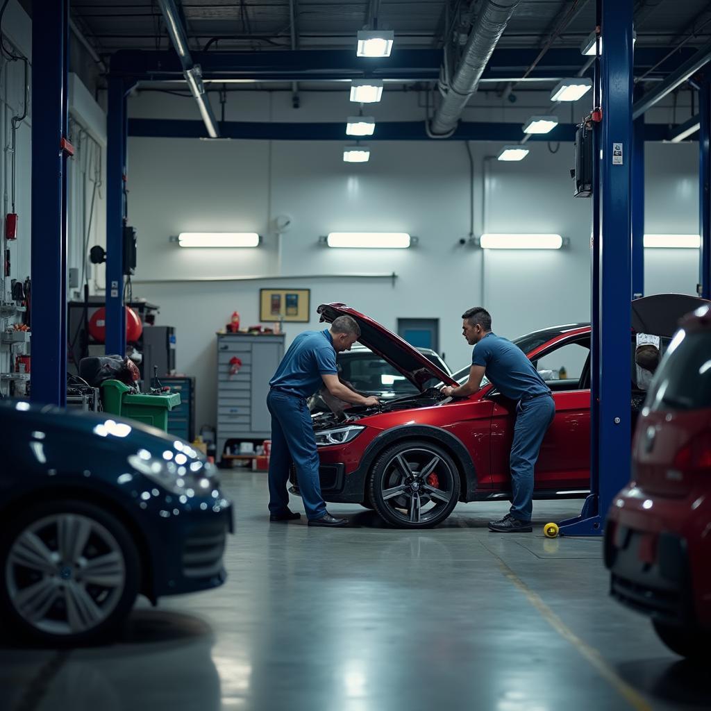 Modern and well-equipped DC auto service shop interior