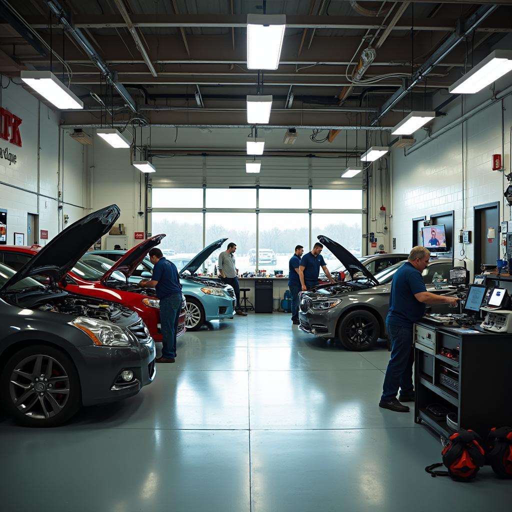 Denton TX auto repair shop in action