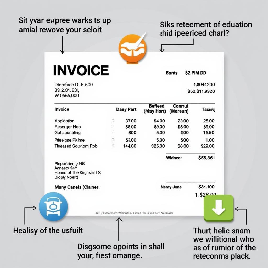 Detailed car repair estimate invoice