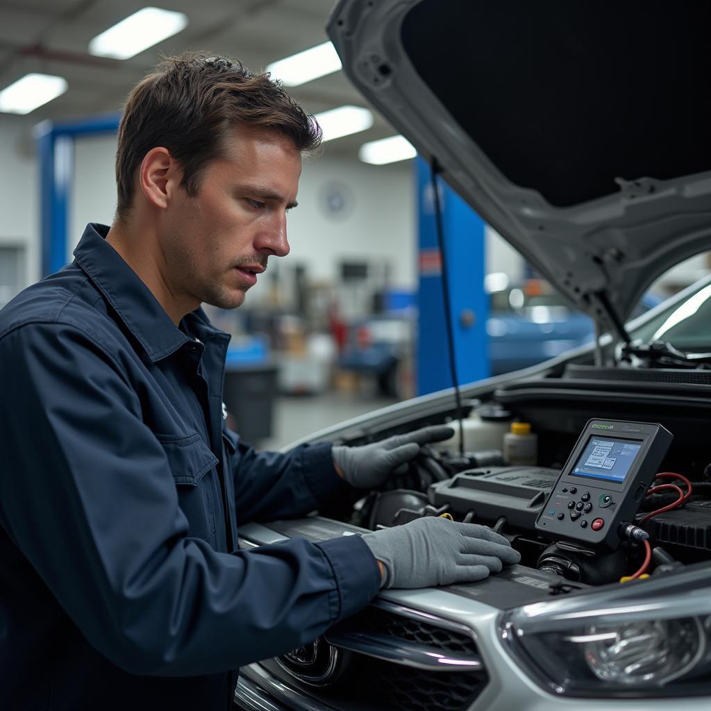 Mechanic Using Diagnostic Equipment